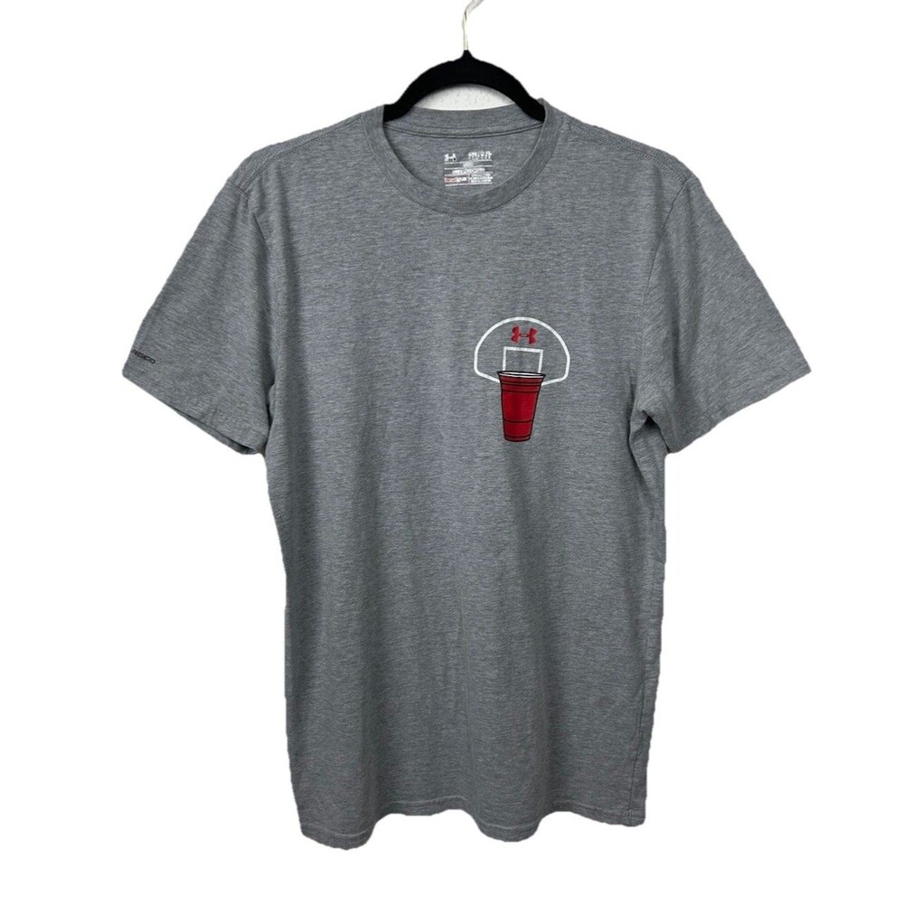 Under Armour Mens Size Small Basketball Gray Short Sleeve Loose Tee Shirt